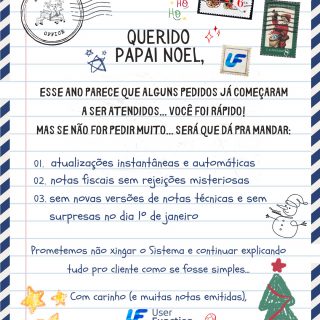 🎅✨ Será que é pedir muito? 😅

Alguém aí se identifica com esses pedidos? 👀

A User Function deseja a todos um Feliz Natal, com muita paz, saúde e prosperidade. 🙏
#userfunction #tamojuntouf #totvs #protheus #feliznatal #reformatributaria
