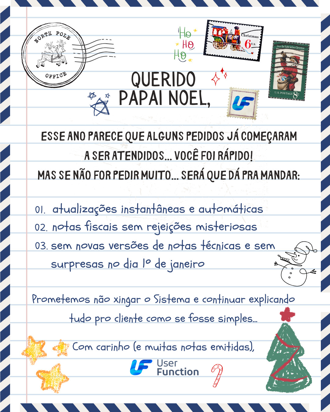 🎅✨ Será que é pedir muito? 😅

Alguém aí se identifica com esses pedidos? 👀

A User Function deseja a todos um Feliz Natal, com muita paz, saúde e prosperidade. 🙏
#userfunction #tamojuntouf #totvs #protheus #feliznatal #reformatributaria
