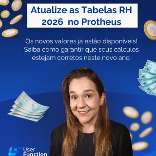 Os novos valores de Salário Mínimo, Salário Família, INSS e IR já estão valendo em 2026.
Se as tabelas não forem atualizadas no Protheus, os cálculos da folha e dos prestadores podem ficar incorretos.

➡️ Neste carrossel, você confere quais tabelas atualizar, o caminho no sistema e os principais pontos de atenção para não ter dor de cabeça ao longo do ano.

💡 Salve este post e compartilhe com quem cuida do RH no Protheus.
#userfunction #tamojuntouf #totvs #protheus #advpl