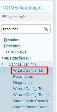 Wizard Config. Taf Protheus