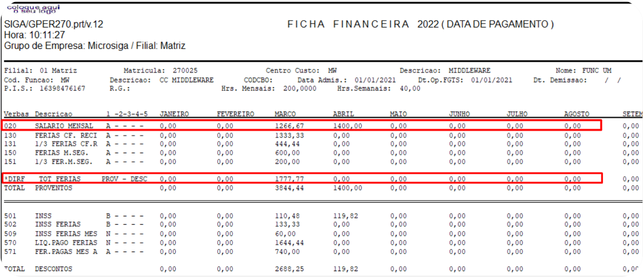 Ficha Financeira DIRF 2023 no Protheus