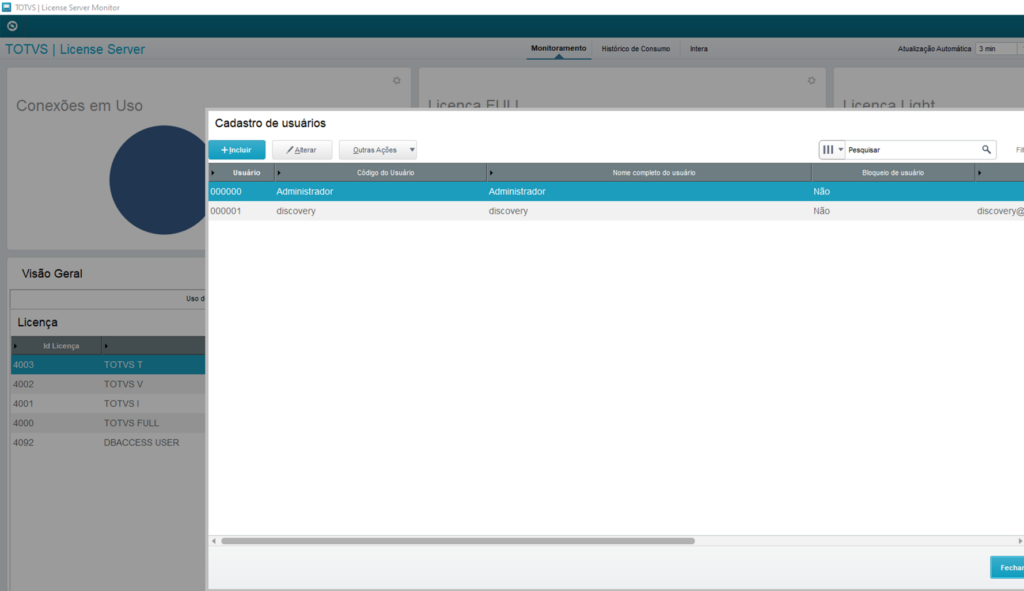 Criação de usuário para o TOTVS Discovery