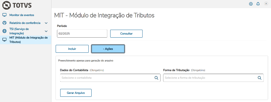 Filtros da Geração do Arquivo MIT