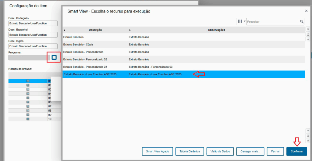 Dados do relatório SmartView