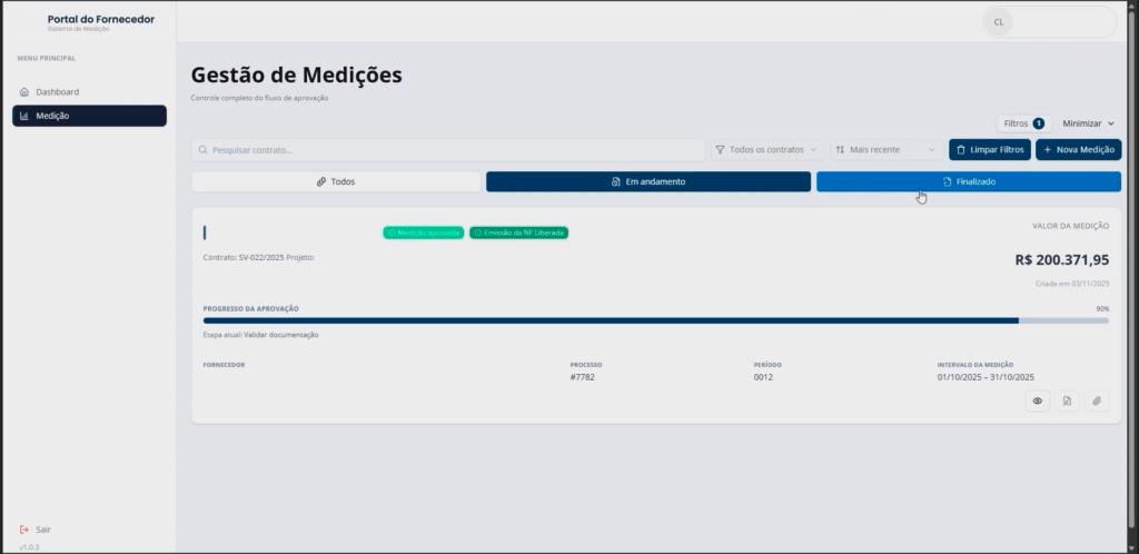 Gestão de Medições do Portal do Fornecedor - Fluig