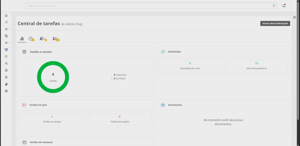 Central de tarefas do Portal do Fornecedor - Fluig