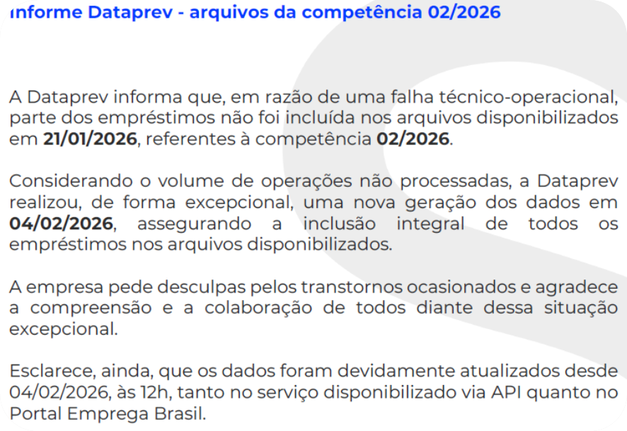 Informe Dataprev - Crédito do Trabalhador por API no Protheus