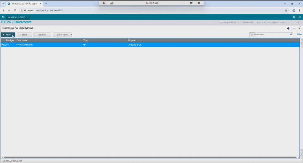Criação de indicador UF KPI