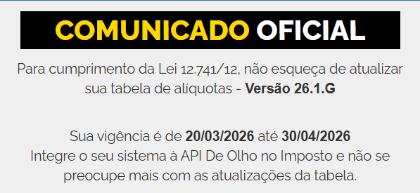 De Olho no Imposto - IBPT 26.1.G