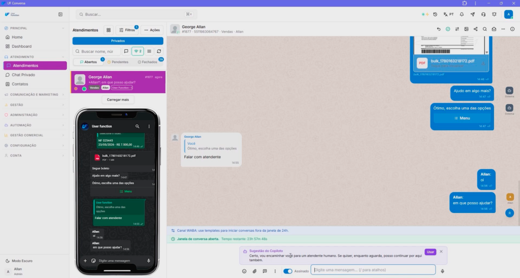UF Conversa: WhatsApp Integrado ao Protheus