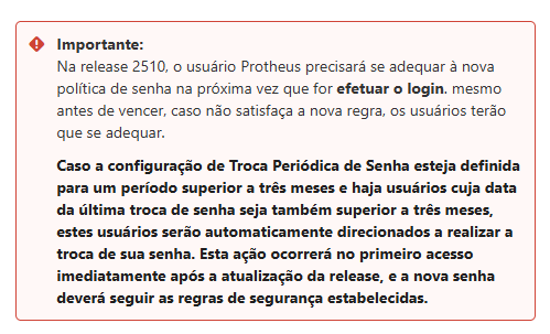 política de senhas no Protheus 2510