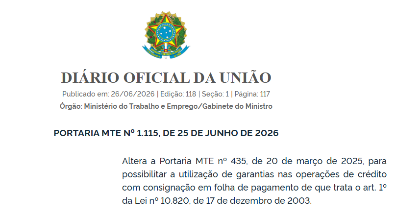 Portaria MTE nº 1.115/2026