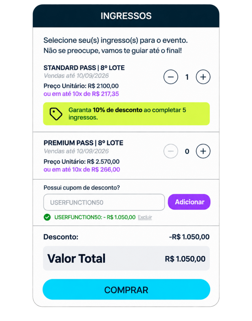 Cupom USERFUNCTION50 aplicado